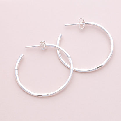 Sterling Silver Bamboo Half Hoops - The Silver Alchemist