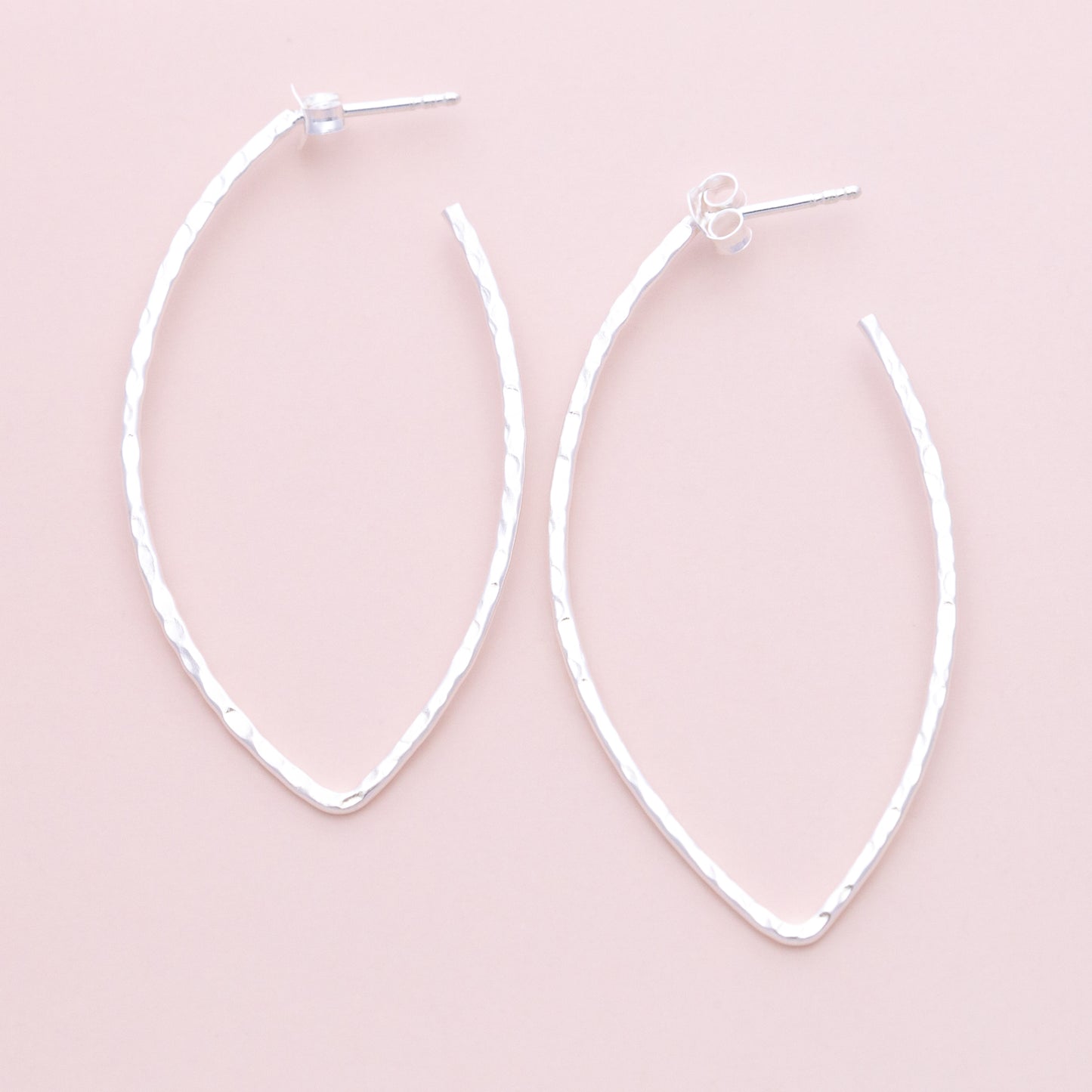 Sterling Silver Teardrop Hammered Hoops - The Silver Alchemist