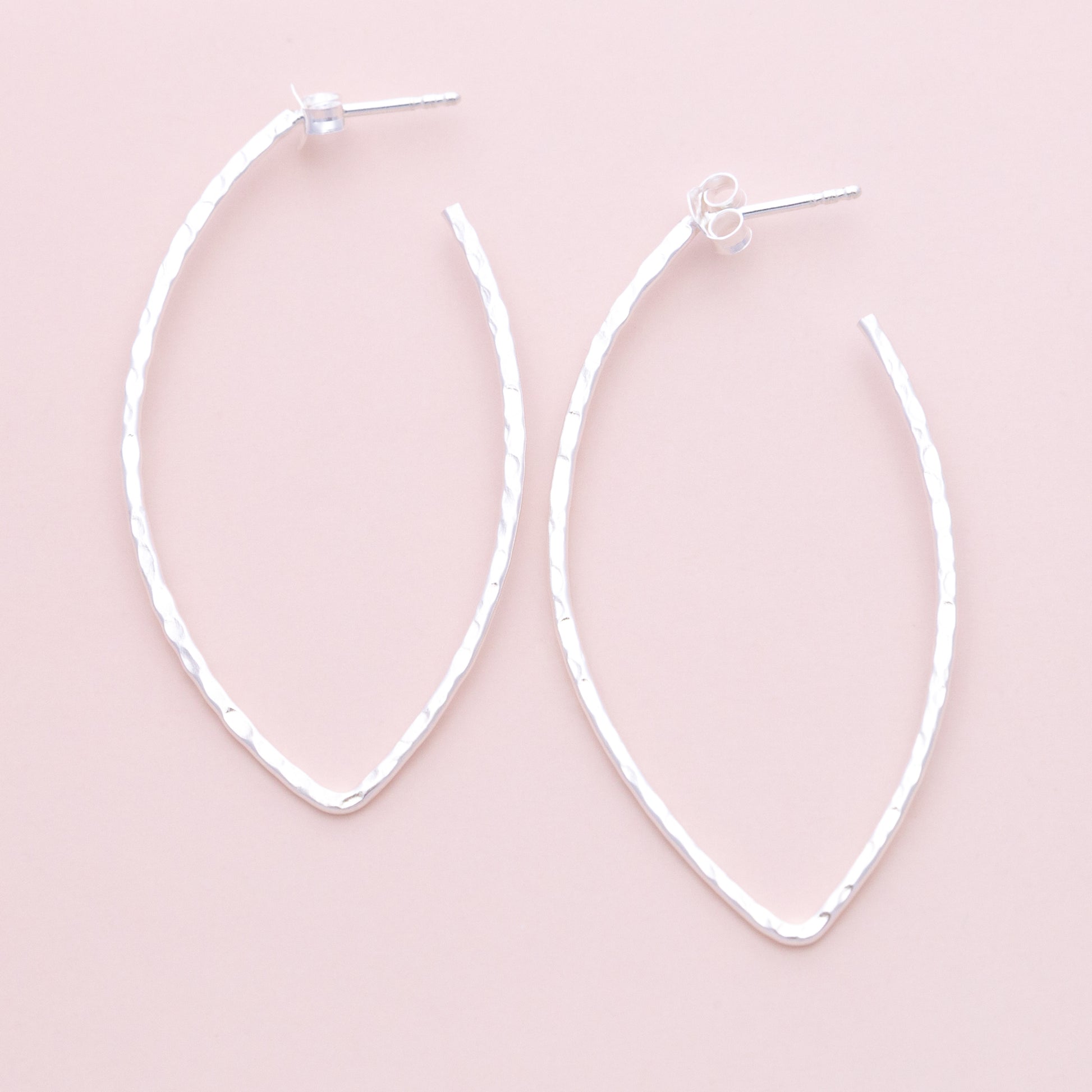 Sterling Silver Teardrop Hammered Hoops - The Silver Alchemist