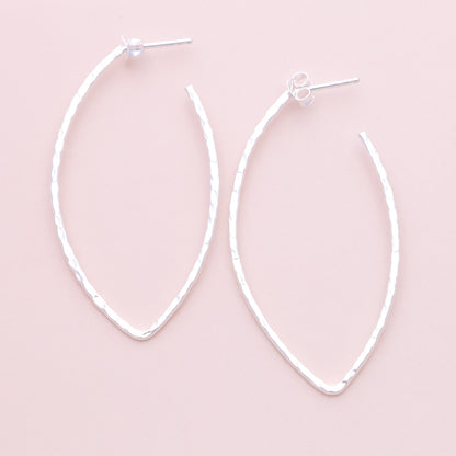 Sterling Silver Teardrop Hammered Hoops - The Silver Alchemist