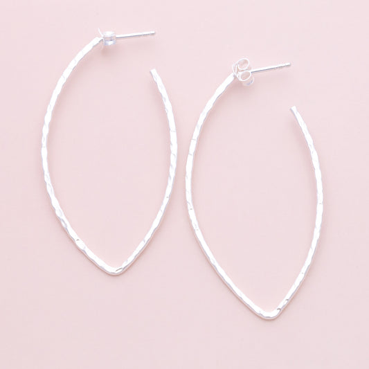 Sterling Silver Teardrop Hammered Hoops - The Silver Alchemist