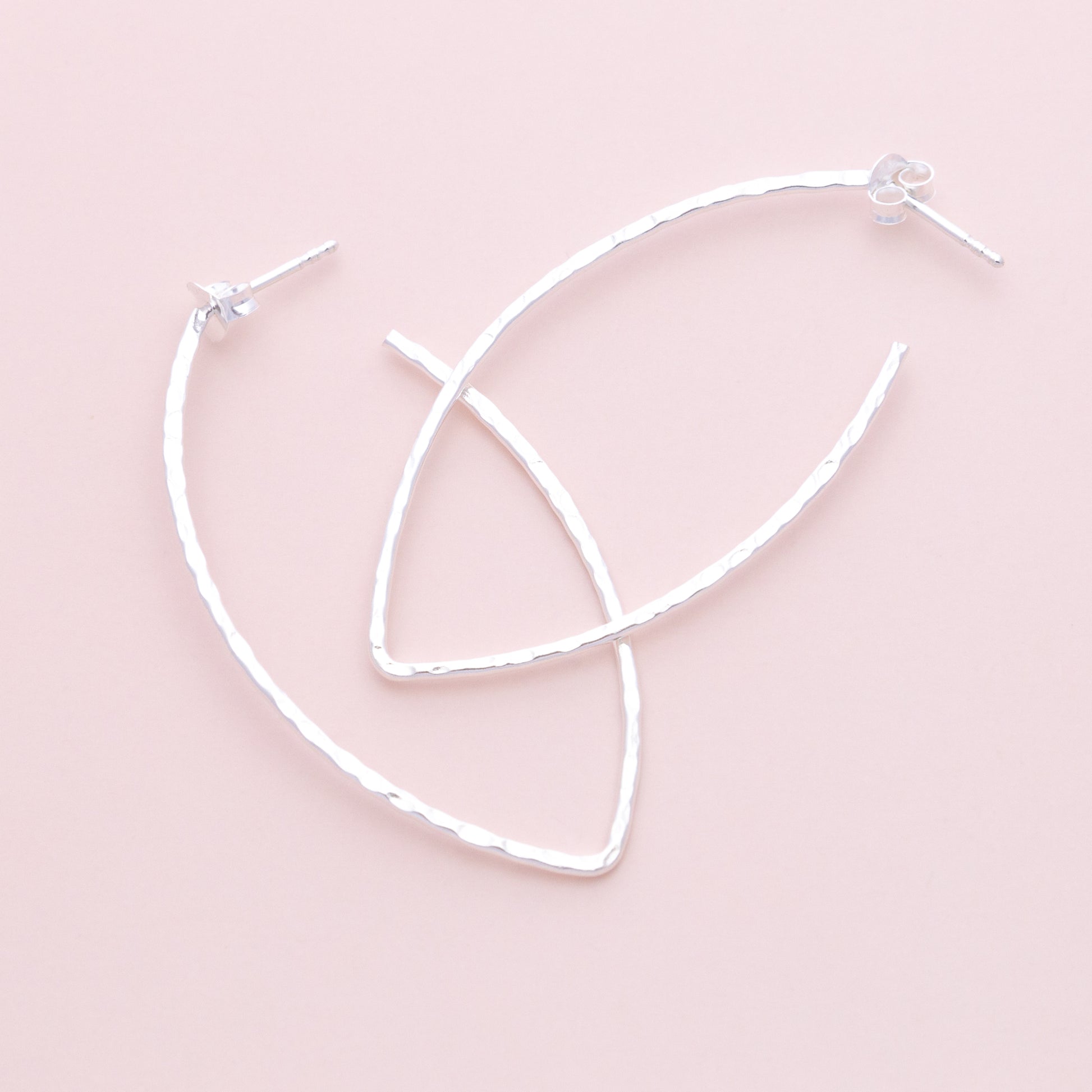 Sterling Silver Teardrop Hammered Hoops - The Silver Alchemist