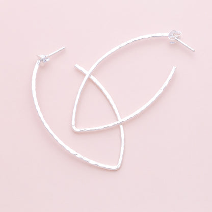 Sterling Silver Teardrop Hammered Hoops - The Silver Alchemist