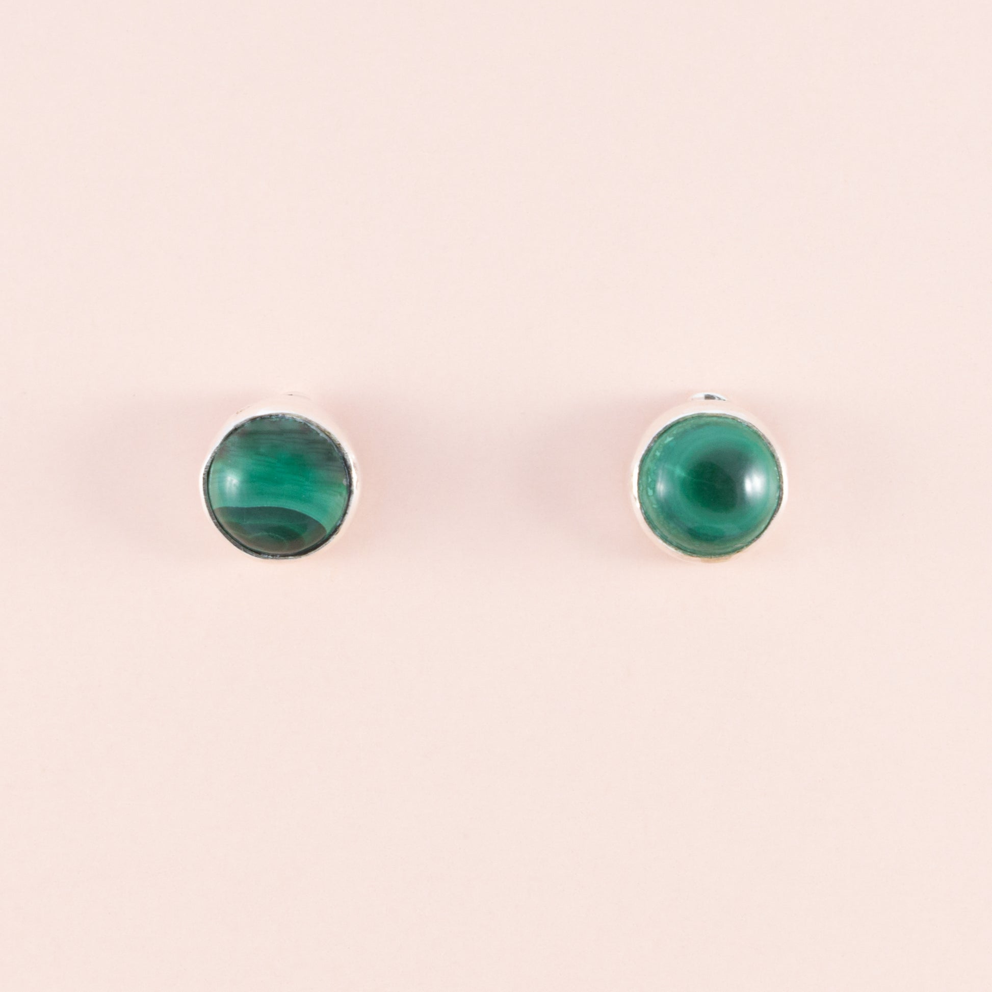 Sterling Silver Malachite Gemstone Studs - The Silver Alchemist