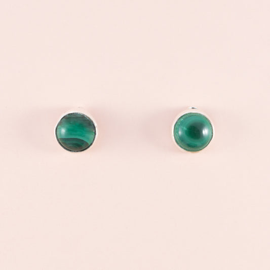 Sterling Silver Malachite Gemstone Studs - The Silver Alchemist