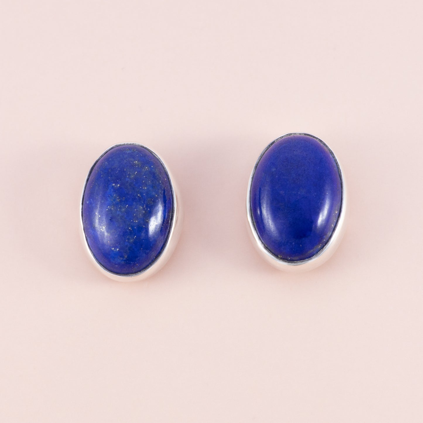 Sterling Silver Lapis Lazuli Oval Studs - The Silver Alchemist