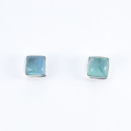 Sterling Silver Apatite Square Studs - The Silver Alchemist