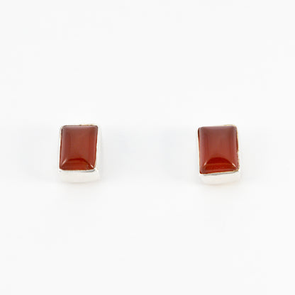 Sterling Silver Carnelian Gemstone Rectangle Studs - The Silver Alchemist