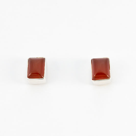 Sterling Silver Carnelian Gemstone Rectangle Studs - The Silver Alchemist