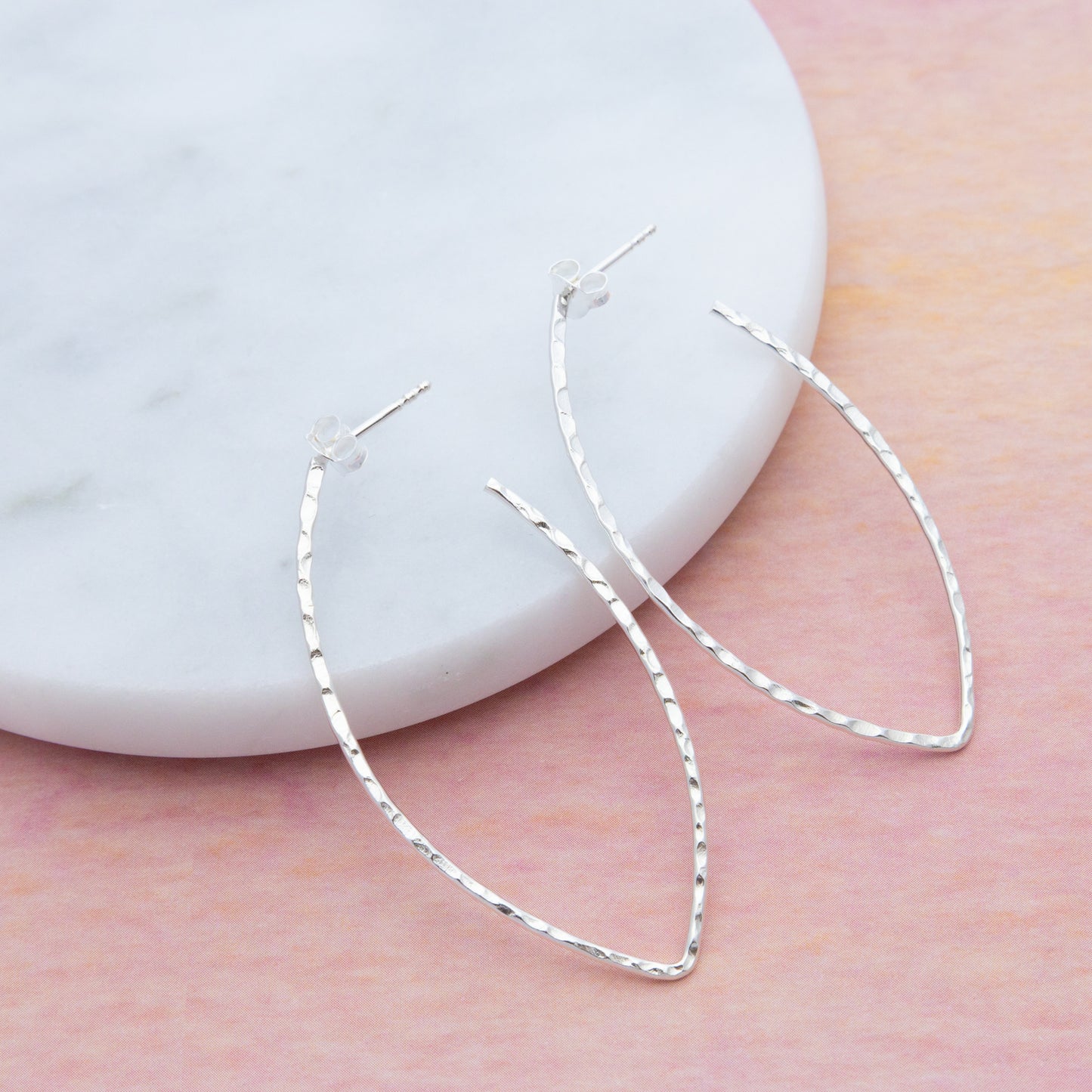 Sterling Silver Teardrop Hammered Hoops - The Silver Alchemist