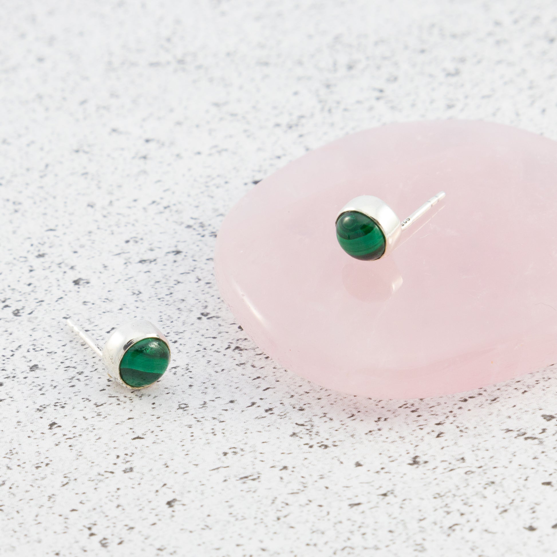 Sterling Silver Malachite Gemstone Studs - The Silver Alchemist