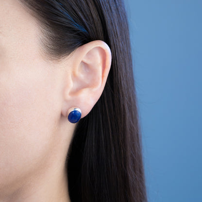 Sterling Silver Lapis Lazuli Oval Studs - The Silver Alchemist