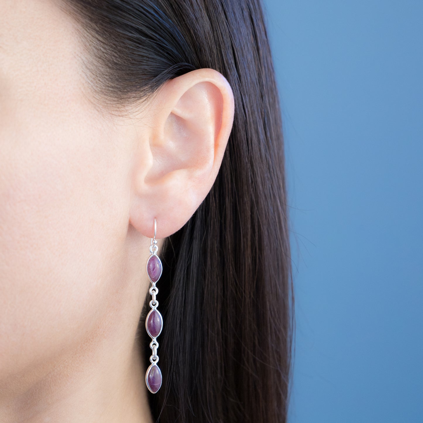 Sterling Silver Ruby Chain Earrings - The Silver Alchemist