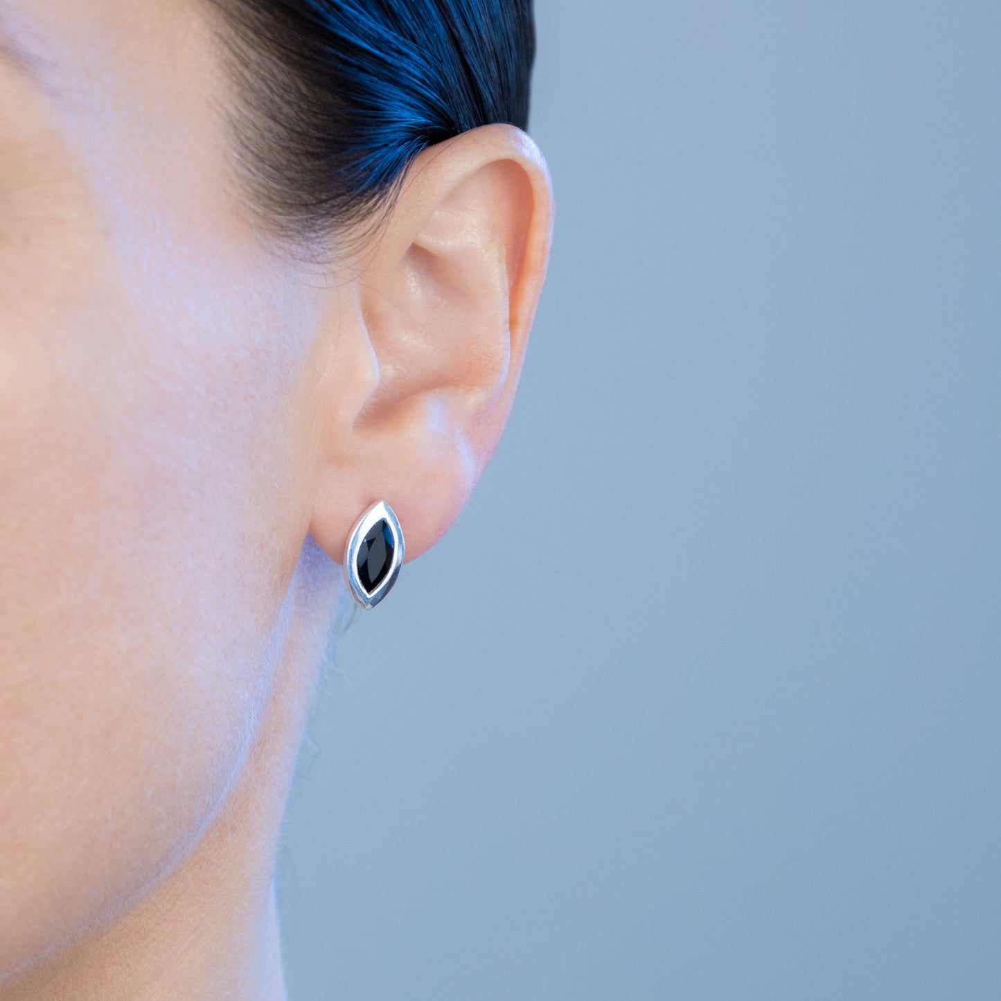 Sterling Silver Black Onyx Teardrop Studs - The Silver Alchemist