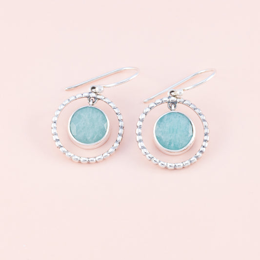 Sterling Silver Amazonite Gemstone Dangle Earrings - The Silver Alchemist