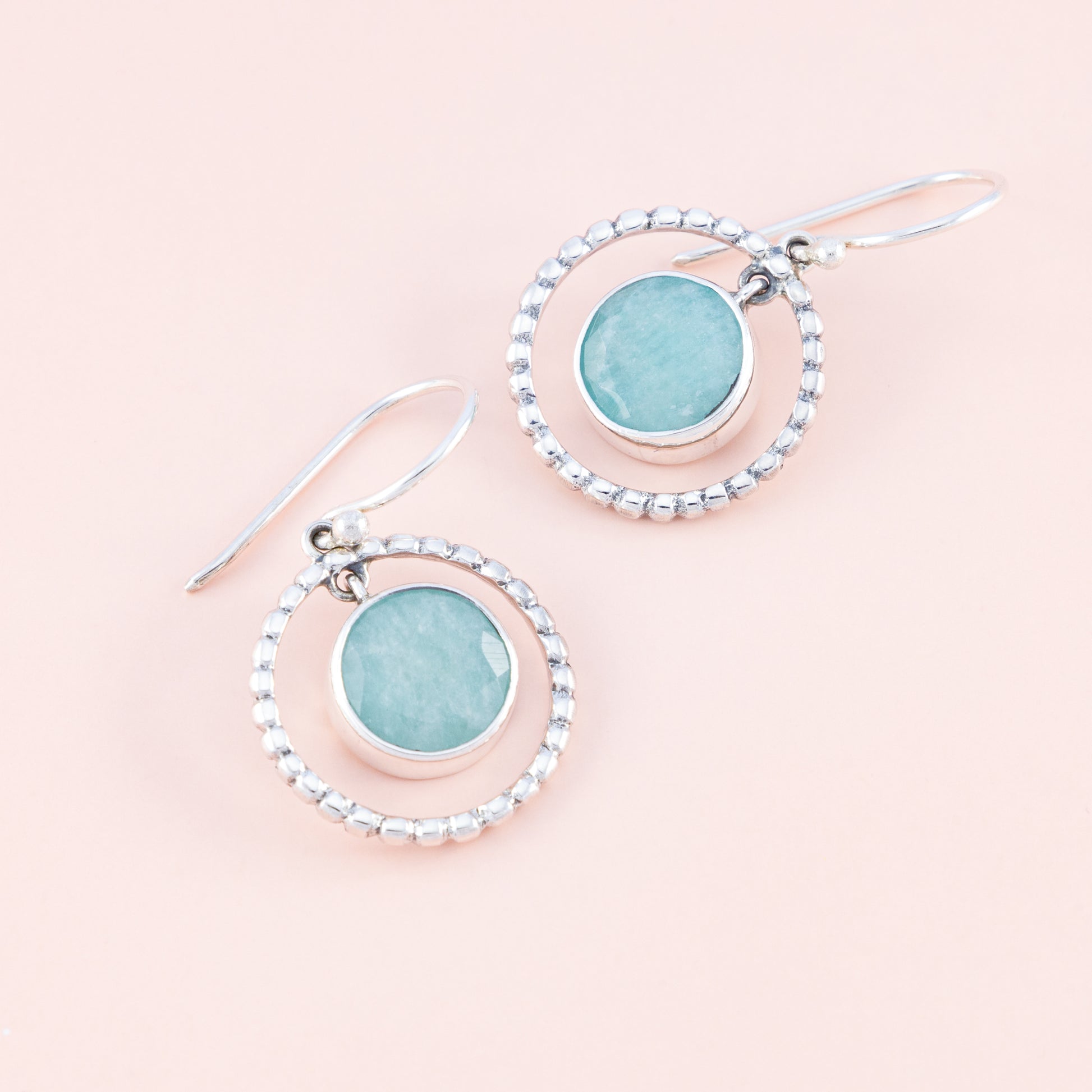 Sterling Silver Amazonite Gemstone Dangle Earrings - The Silver Alchemist