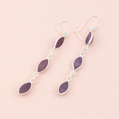 Ruby Chain Silver Earrings