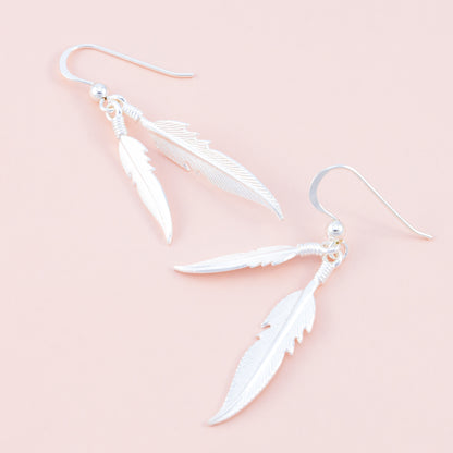 Sterling Silver Double Feather Earrings - The Silver Alchemist