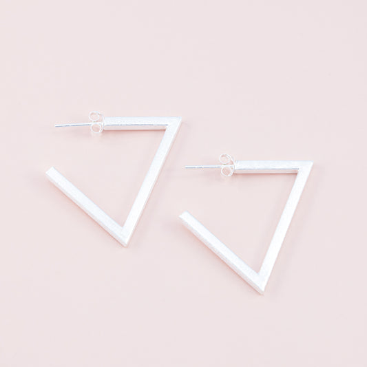 Sterling Silver Matte Open Triangle Studs - The Silver Alchemist