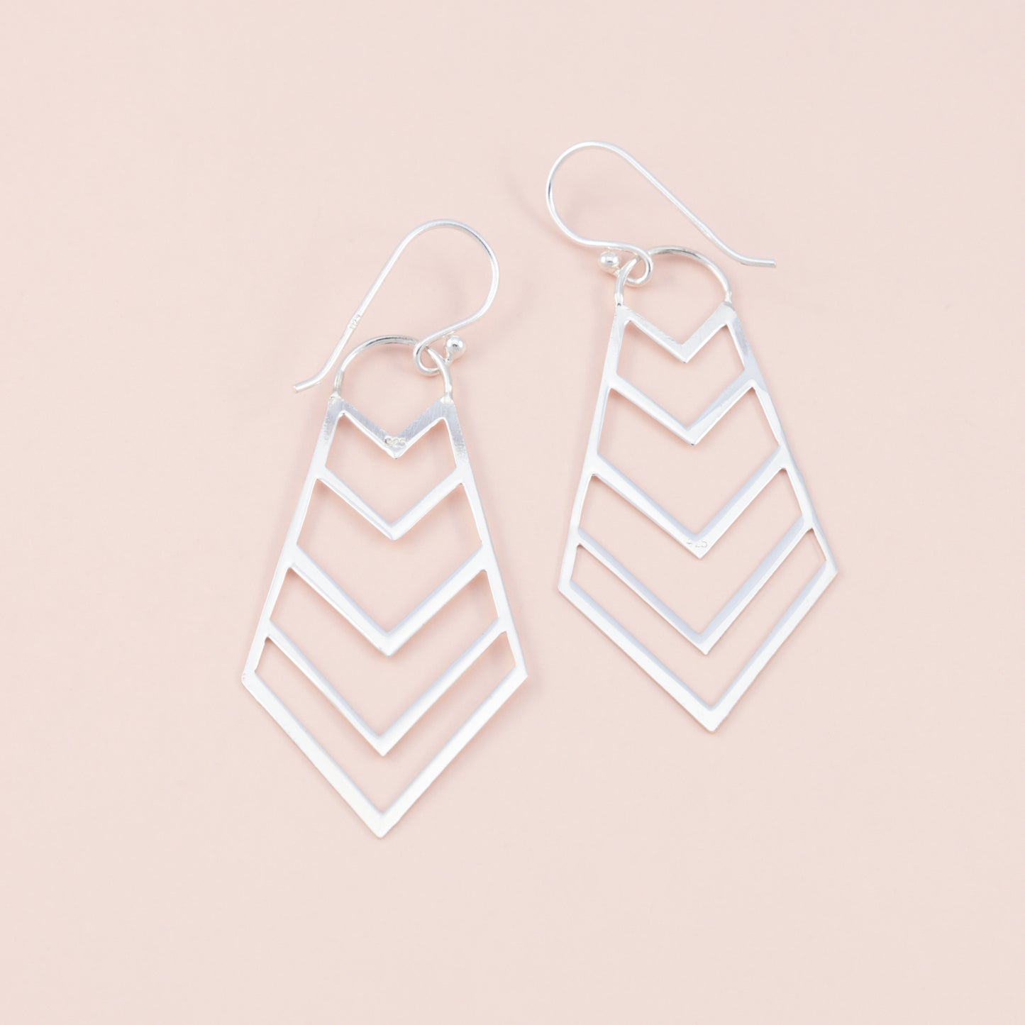 Chevron Dangle Silver Earrings