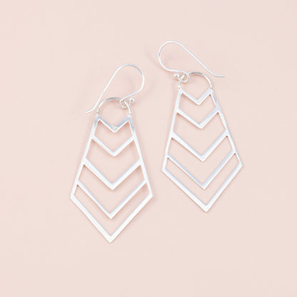 Chevron Dangle Silver Earrings