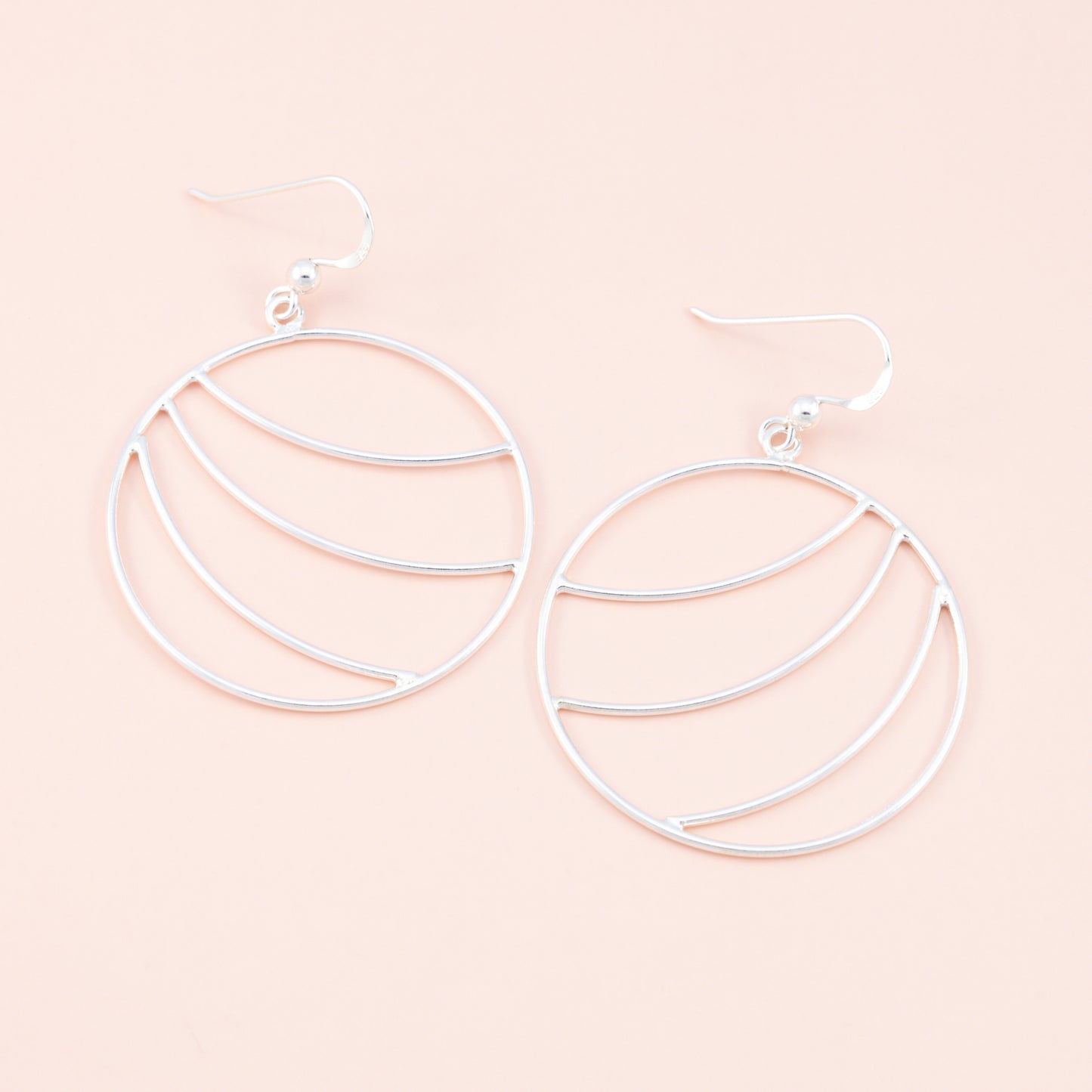 Sterling Silver Striped Planet Hoop Earrings - The Silver Alchemist