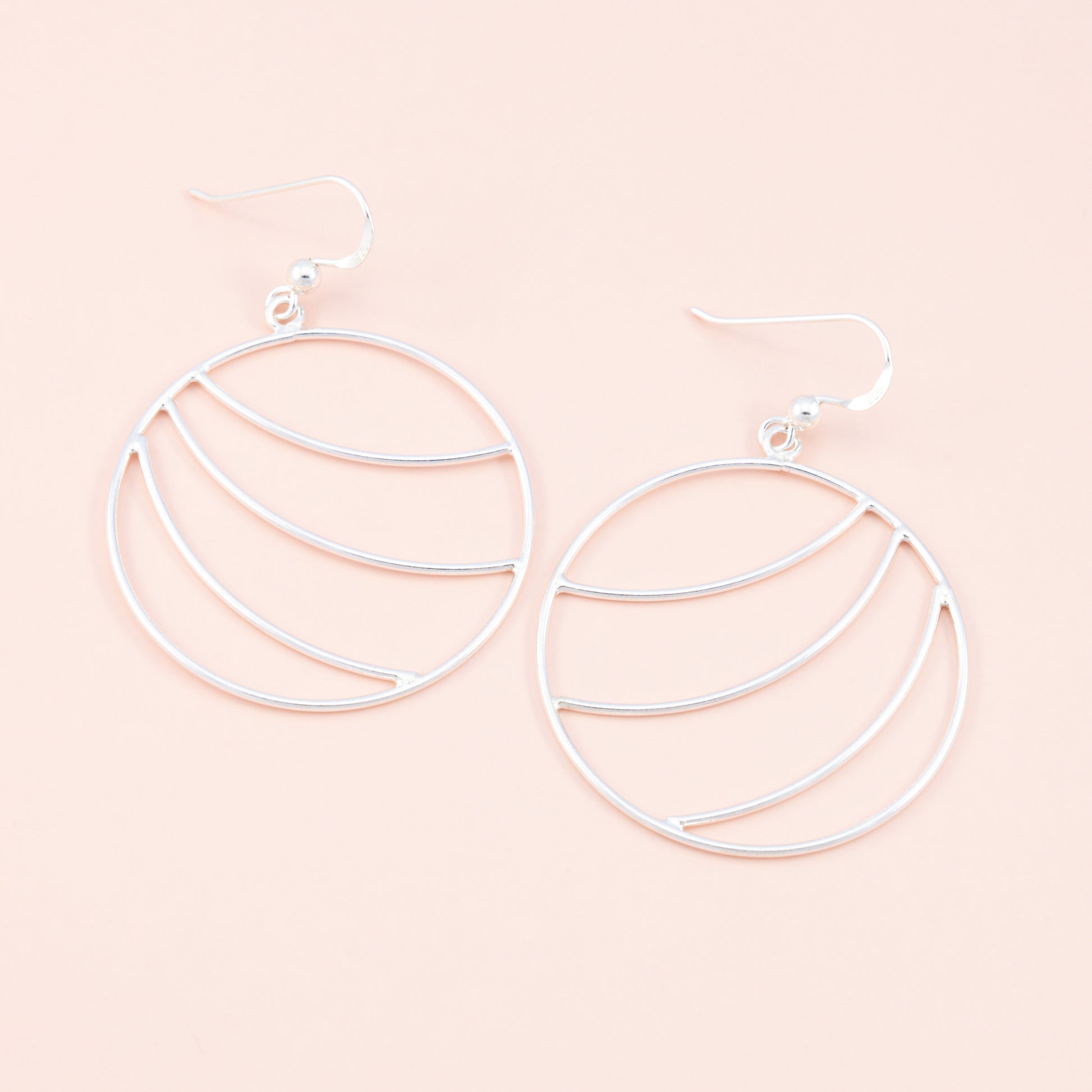 Sterling Silver Striped Planet Hoop Earrings - The Silver Alchemist