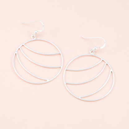 Sterling Silver Striped Planet Hoop Earrings - The Silver Alchemist