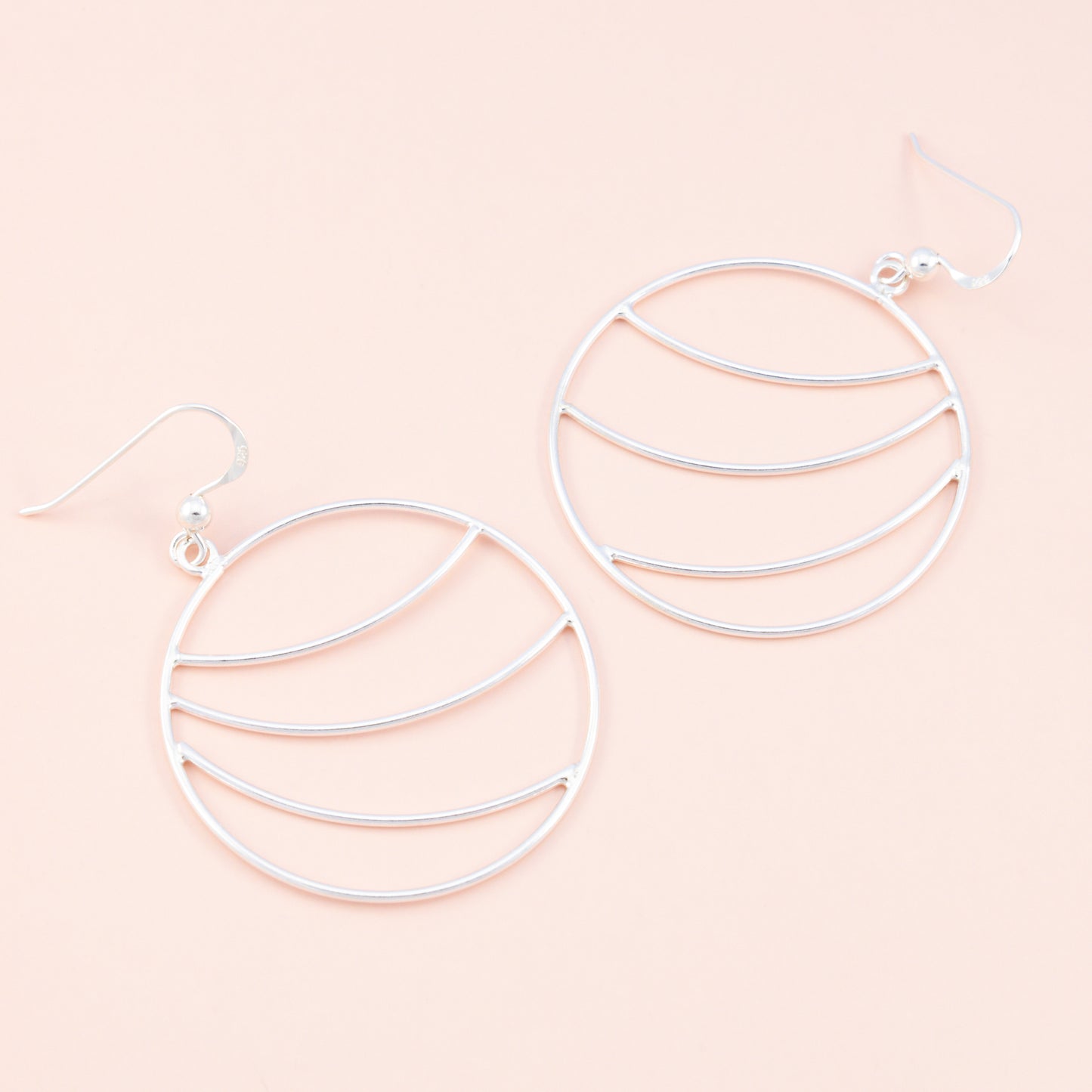 Sterling Silver Striped Planet Hoop Earrings - The Silver Alchemist