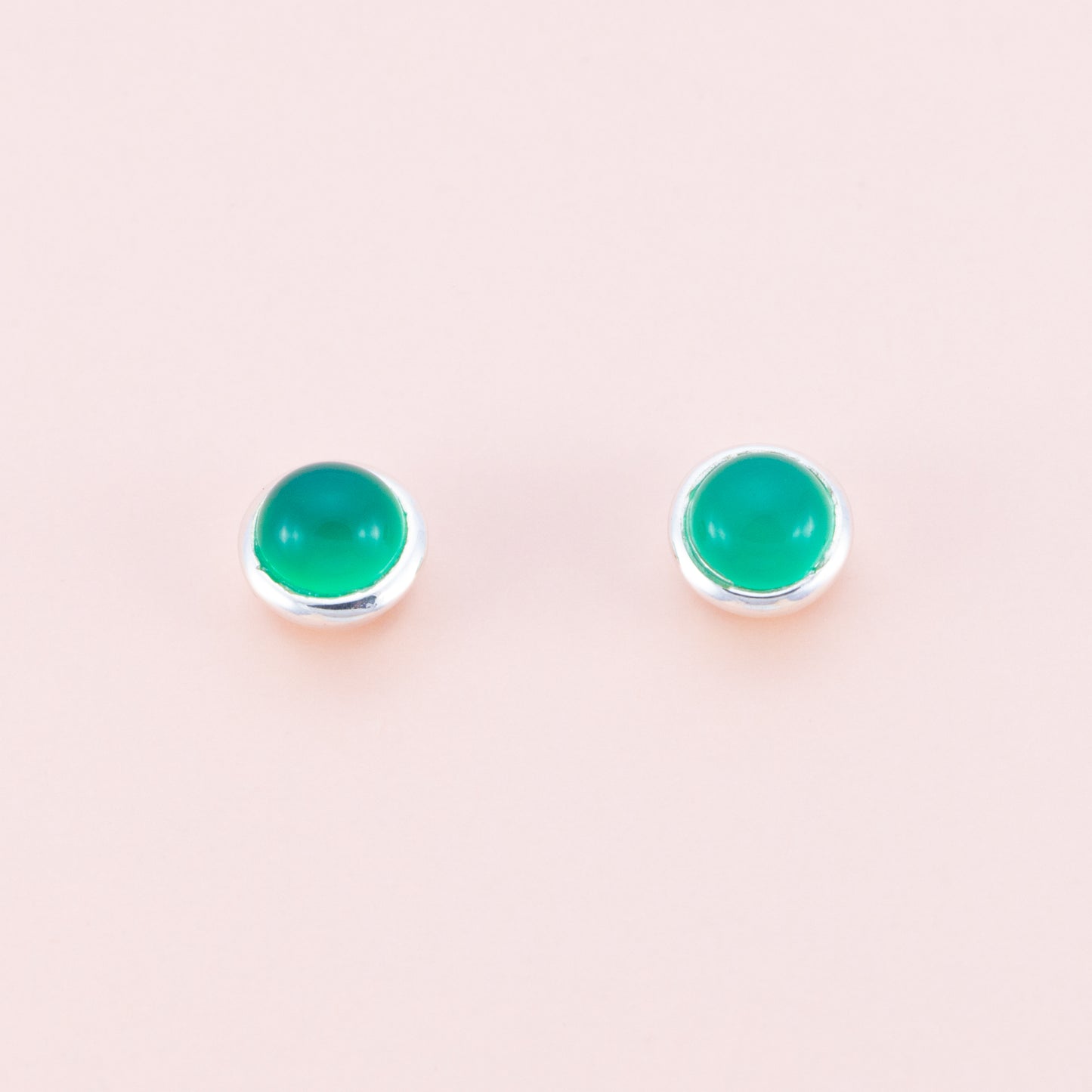 Sterling Silver Green Onyx Gemstone Studs - The Silver Alchemist