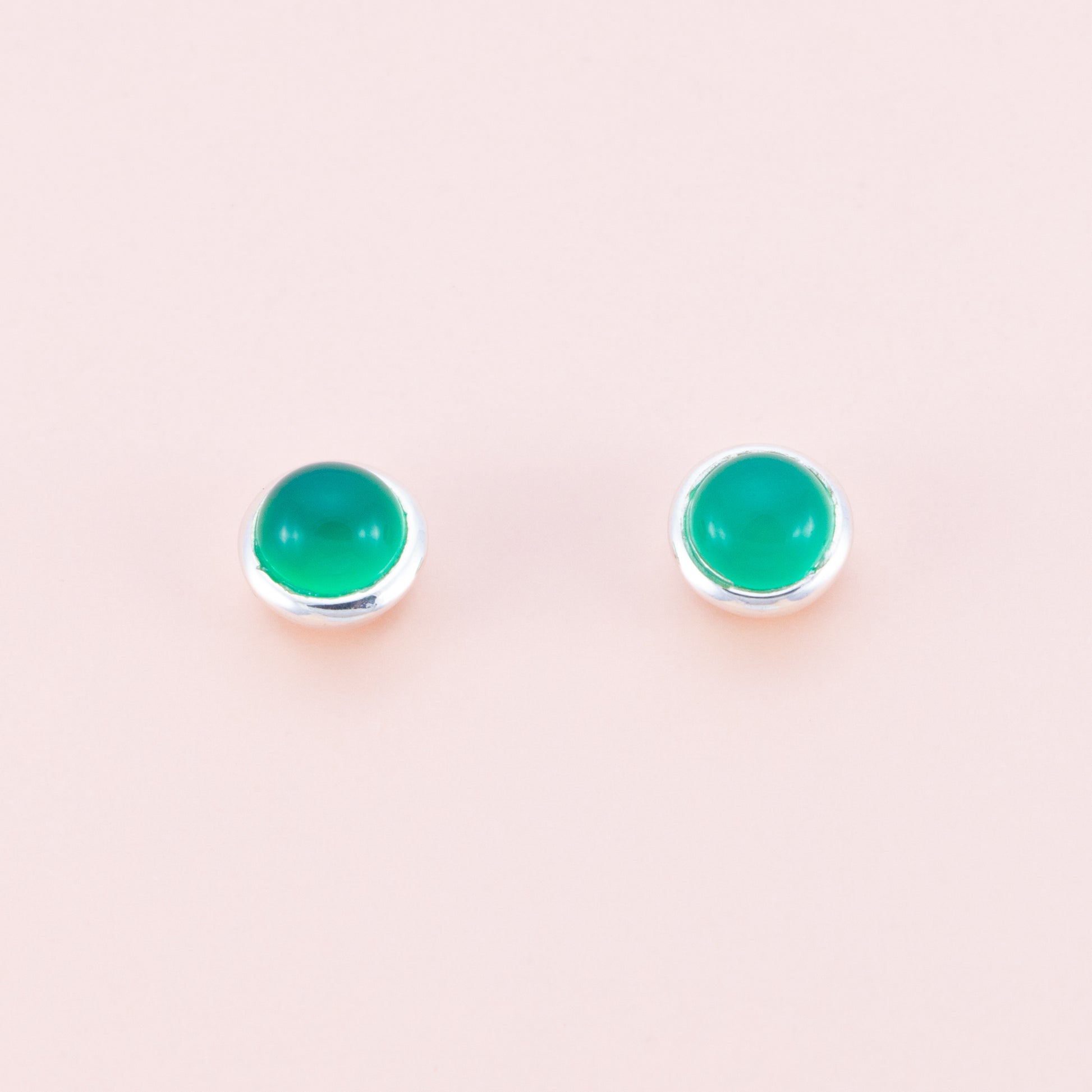 Sterling Silver Green Onyx Gemstone Studs - The Silver Alchemist