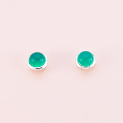 Sterling Silver Green Onyx Gemstone Studs - The Silver Alchemist