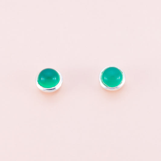 Sterling Silver Green Onyx Gemstone Studs - The Silver Alchemist