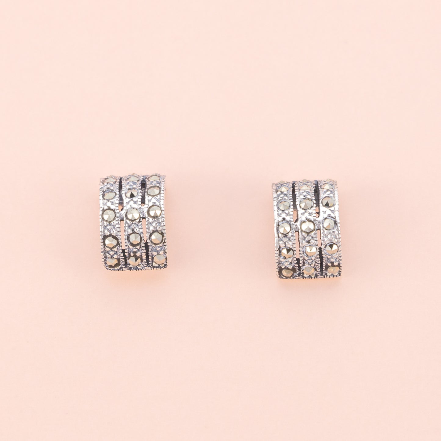 Sterling Silver Marcasite Loop Studs - The Silver Alchemist