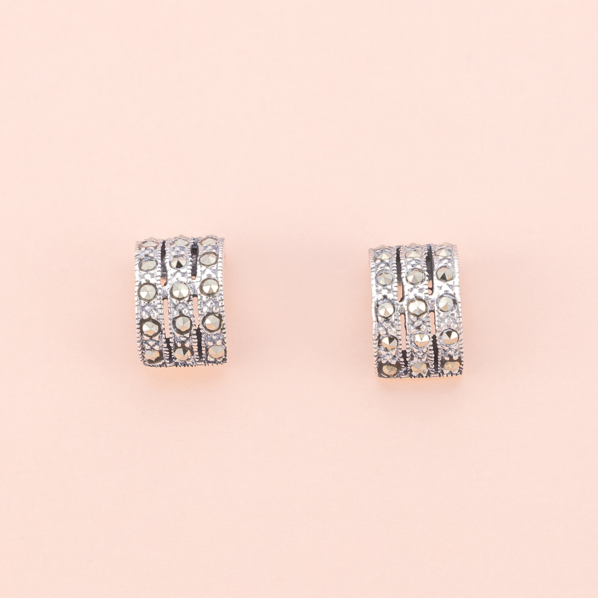 Sterling Silver Marcasite Loop Studs - The Silver Alchemist