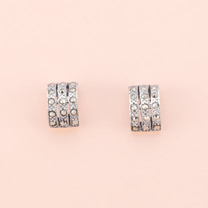 Sterling Silver Marcasite Loop Studs - The Silver Alchemist