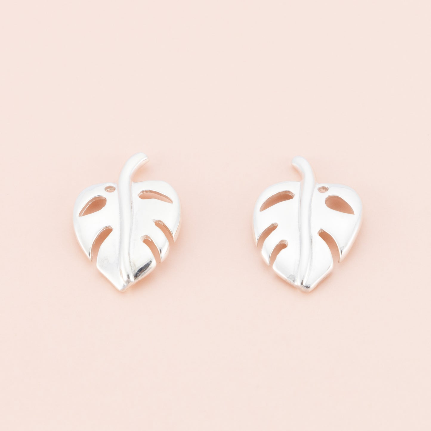 Sterling Silver Monstera Leaf Studs - The Silver Alchemist