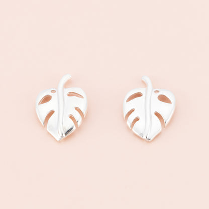 Sterling Silver Monstera Leaf Studs - The Silver Alchemist