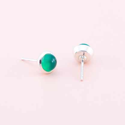 Sterling Silver Green Onyx Gemstone Studs - The Silver Alchemist