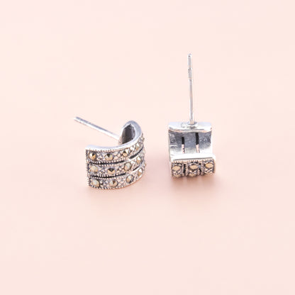 Sterling Silver Marcasite Loop Studs - The Silver Alchemist