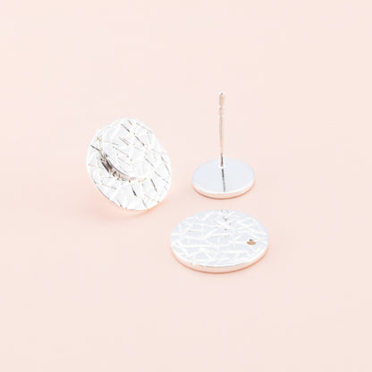 Sterling Silver Etched Circle Silver Studs - The Silver Alchemist