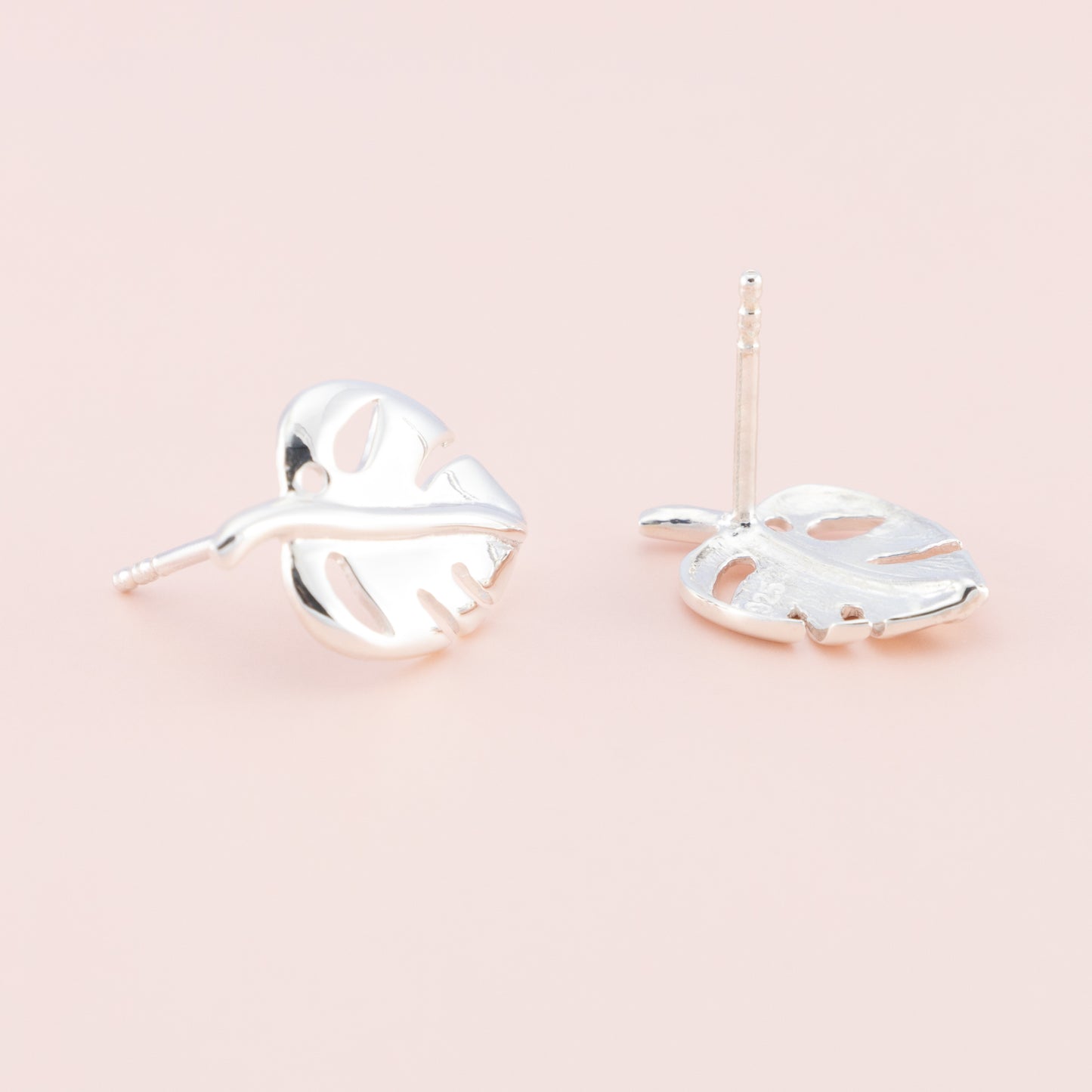 Sterling Silver Monstera Leaf Studs - The Silver Alchemist