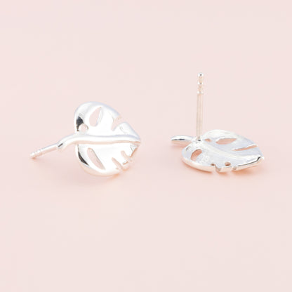 Sterling Silver Monstera Leaf Studs - The Silver Alchemist