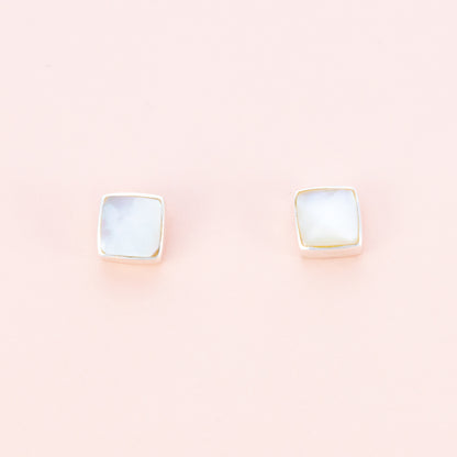 Sterling Silver Mother of Pearl Studs - The Silver Alchemist