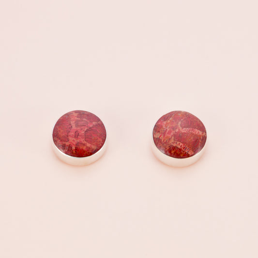 Sterling Silver Red Coral Studs - The Silver Alchemist