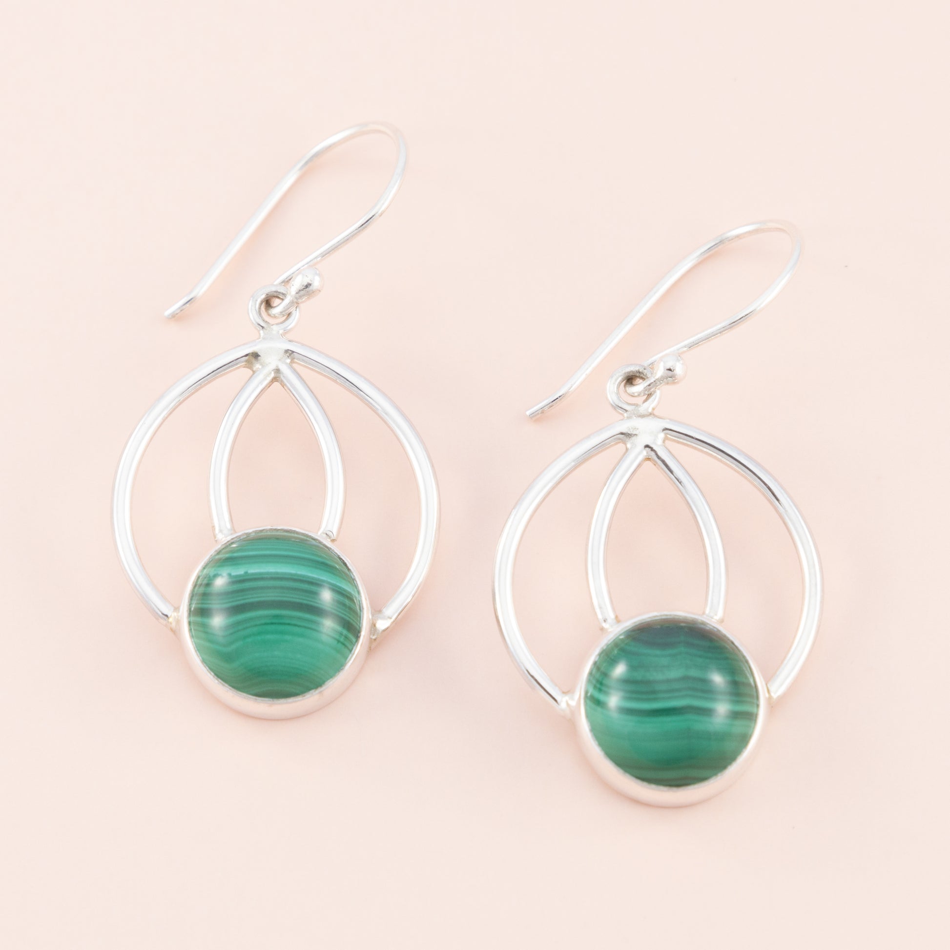 Sterling Silver Malachite Gemstone Drop Earrings - The Silver Alchemist