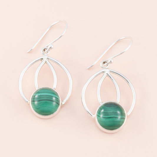 Sterling Silver Malachite Gemstone Drop Earrings - The Silver Alchemist