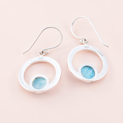 Larimar Hammered Silver Earrings