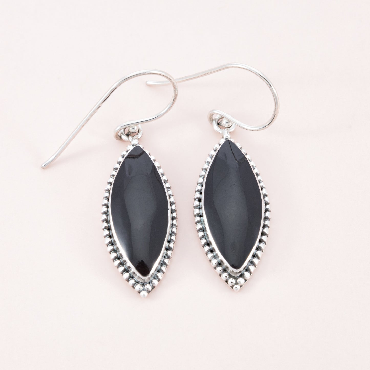 Sterling Silver Black Shell Dot Earrings - The Silver Alchemist