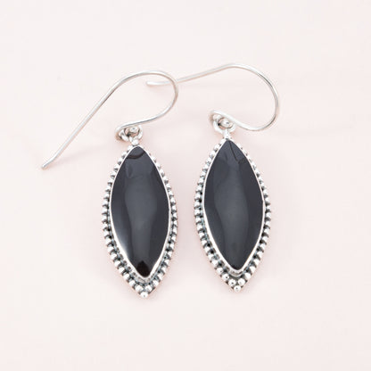 Sterling Silver Black Shell Dot Earrings - The Silver Alchemist